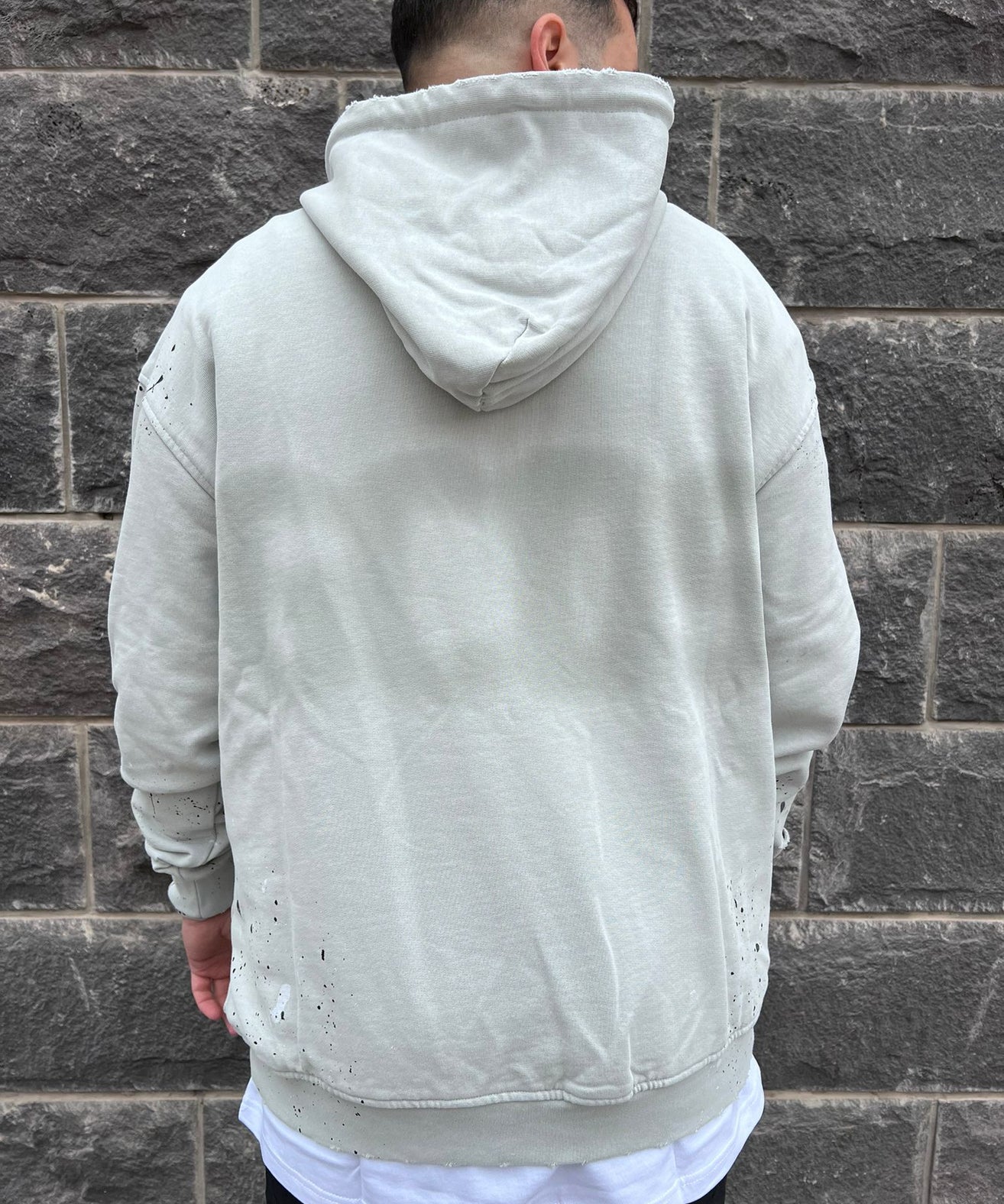 GCDS - קפוצ'יון מעוצב-MH06 100% COTTON בצבע אפור