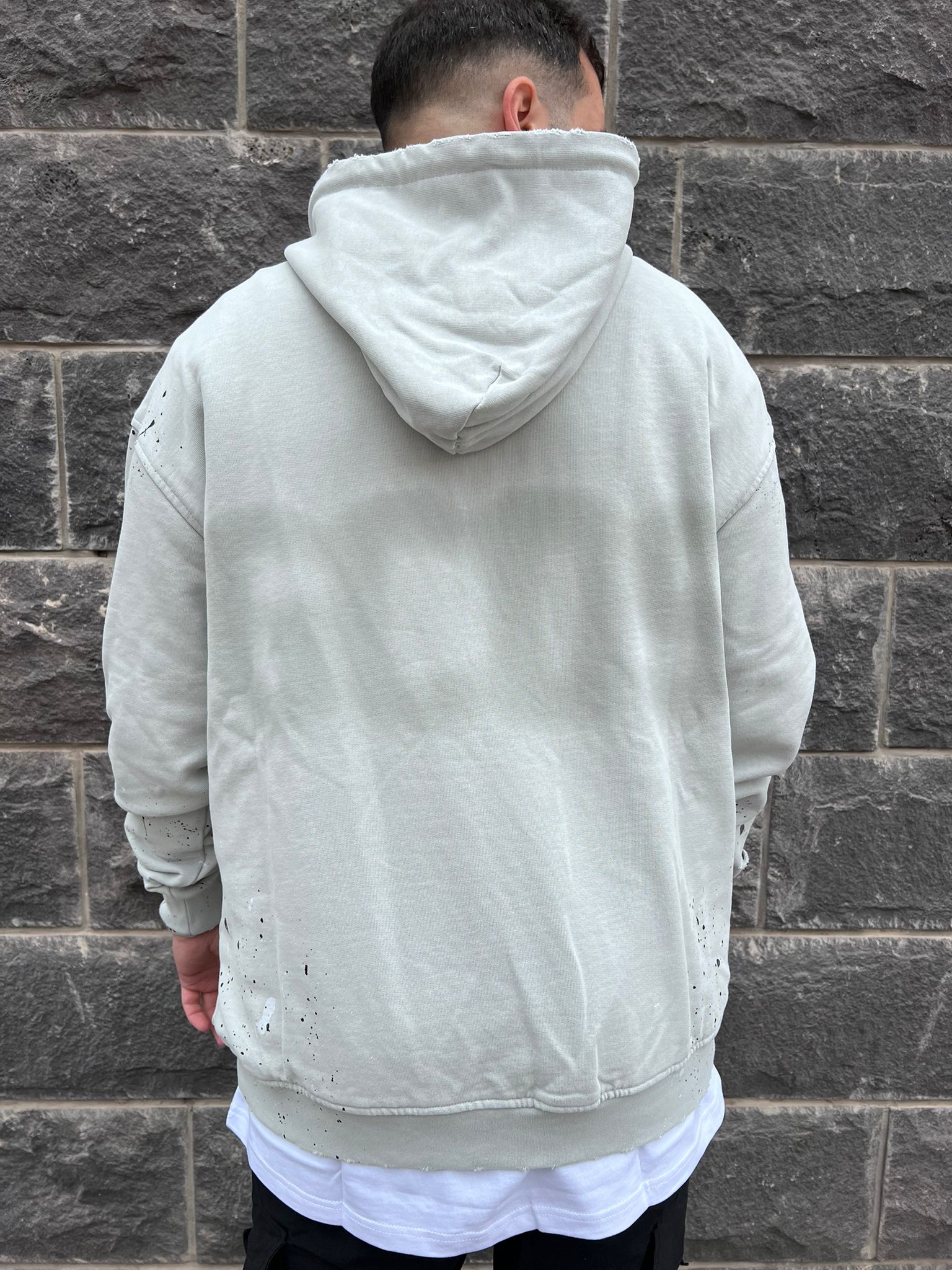 GCDS - קפוצ'יון מעוצב-MH06 100% COTTON בצבע אפור