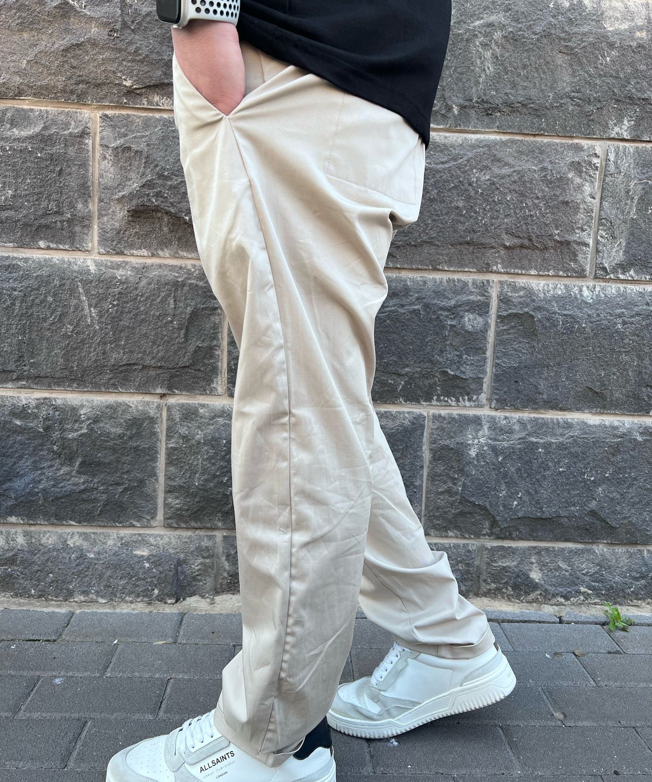 קרייזר - מכנסיים אוברסייז EMMA 25S02 ,BEIGE STRAIGHT