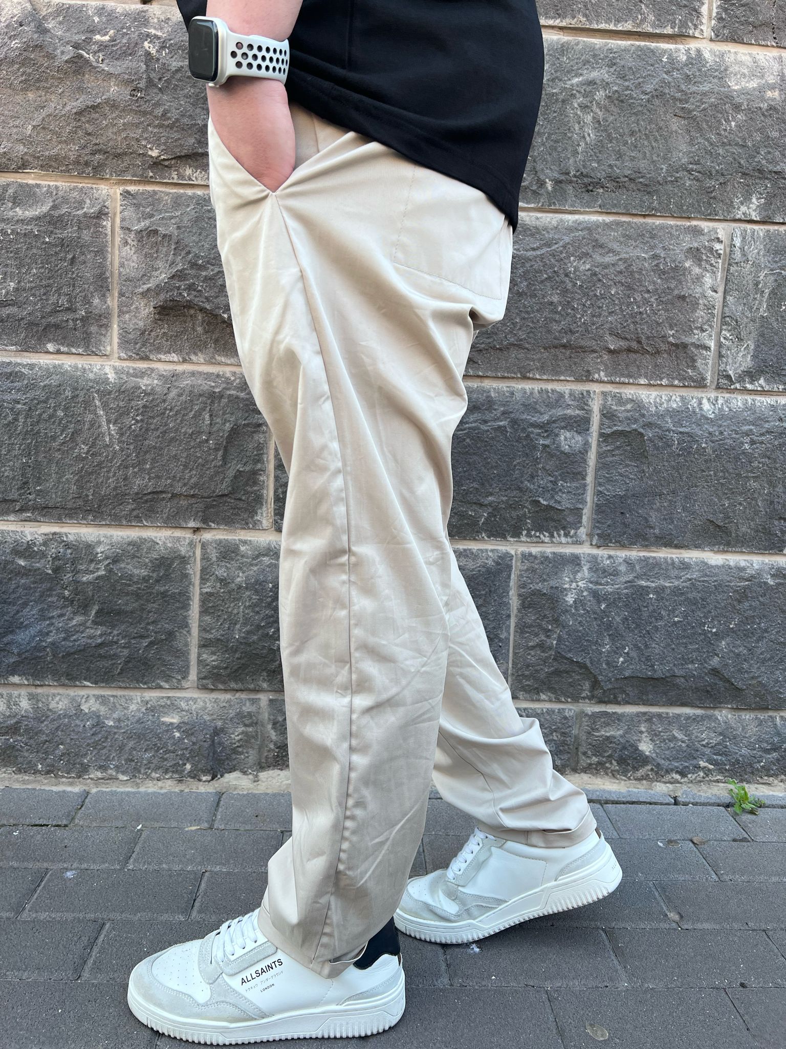 קרייזר - מכנסיים אוברסייז EMMA 25S02 ,BEIGE STRAIGHT