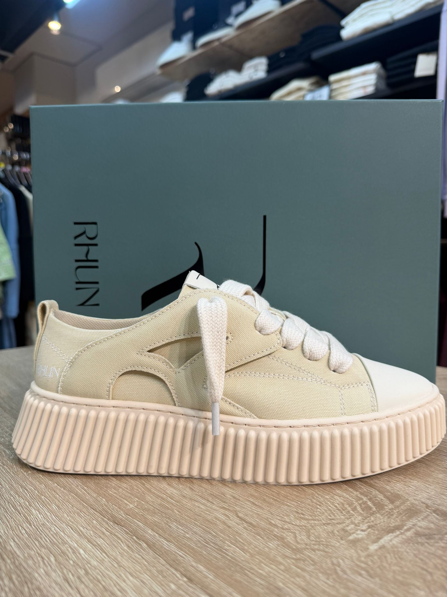 RHUN - סניקרס מבד SKATE 2020 Beige Canvas
