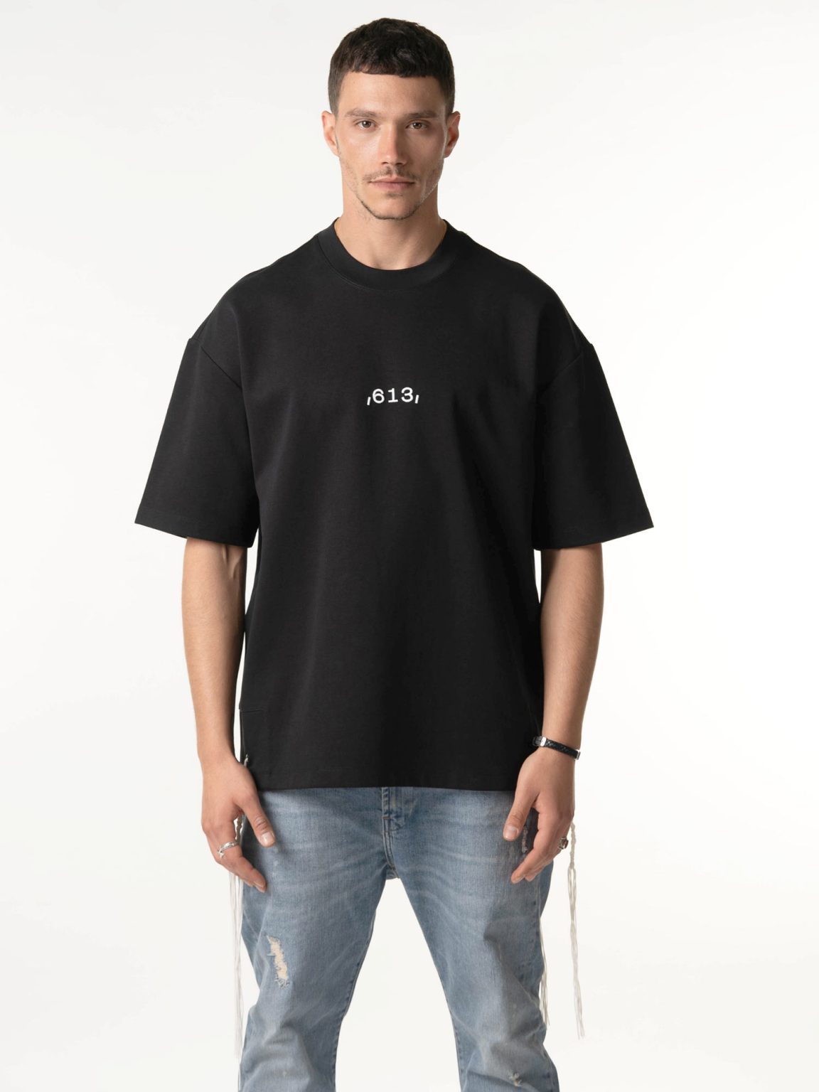 ,613, - חולצה ציצית מבד מרצרייז 613 שחור Wings of Vision