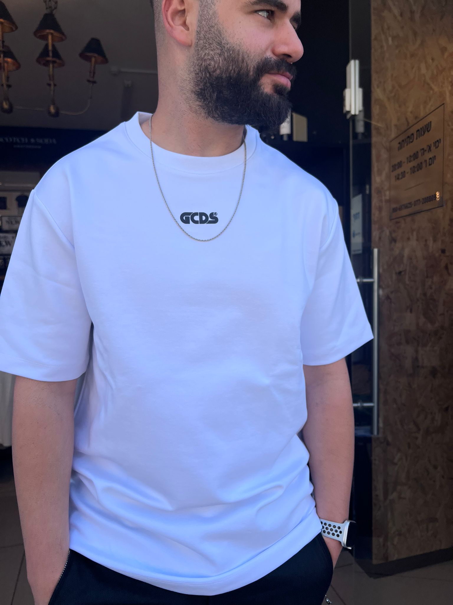 GCDS -חולצה טי אוברסייז MT19-100 לבן