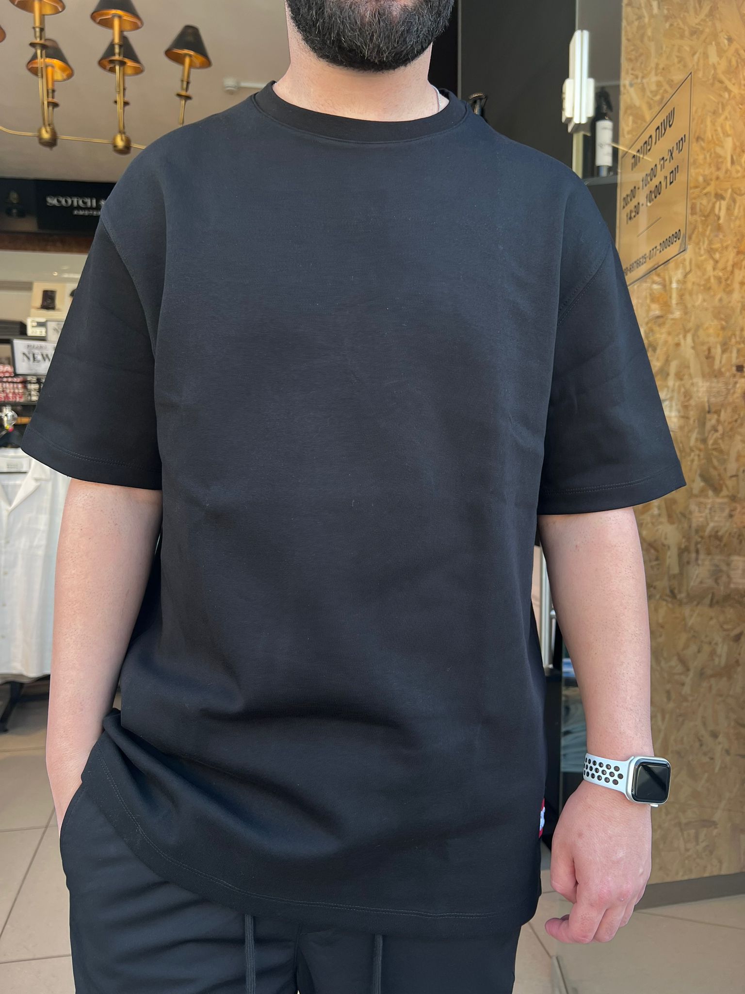 GCDS - חולצה טי אוברסייז בד מרצרייז GC252MT01t-001 שחור