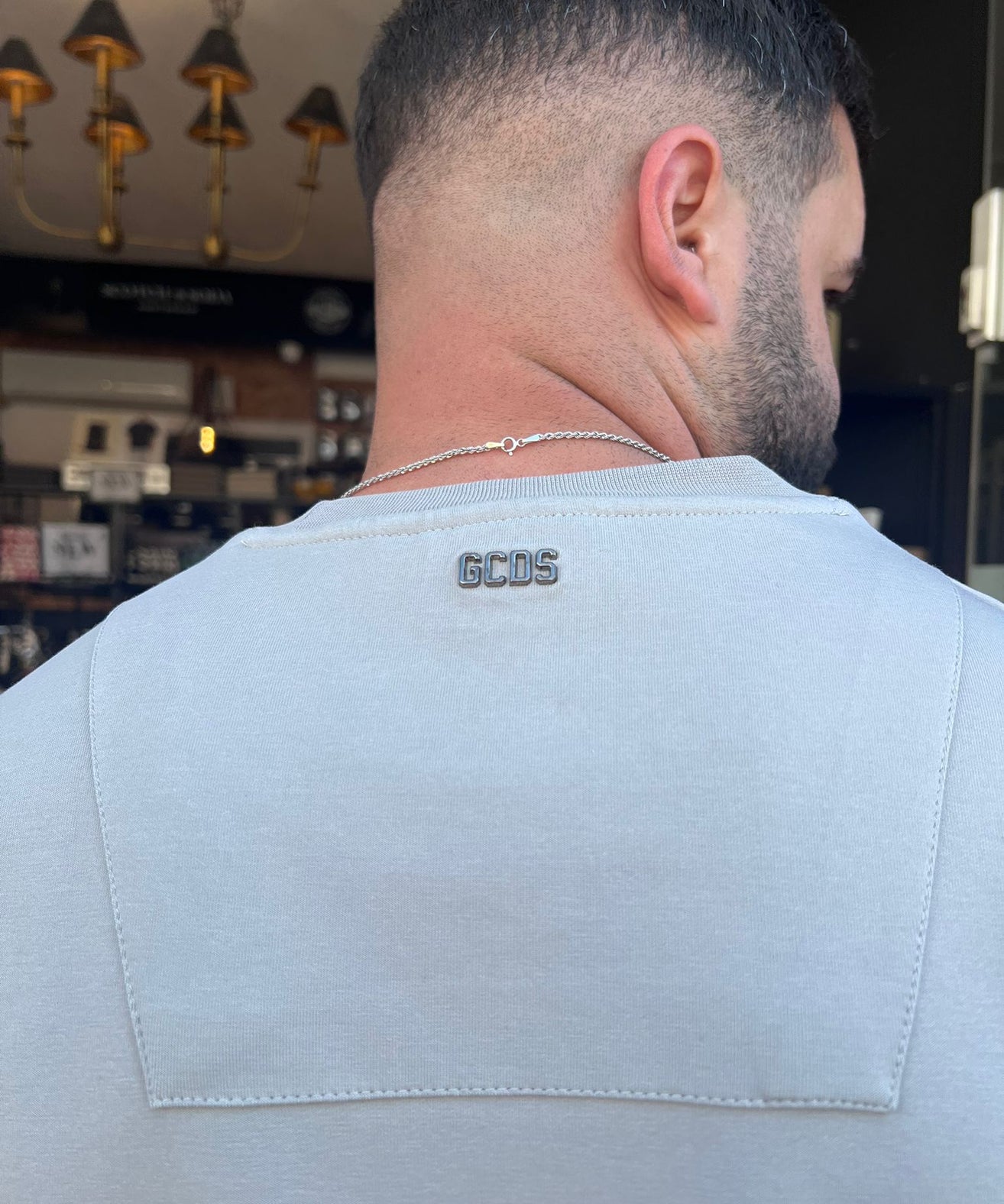 GCDS - חולצה טי אוברסייז בד מרצרייז GC252MT01t-025 אפור