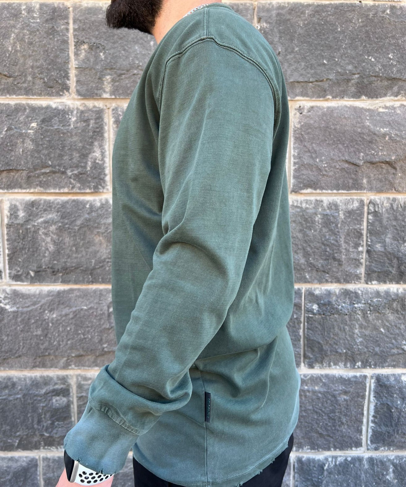 דה לוקה - טי וואש אוברסייז שרוול ארוך בצבע ירוק 7100 00