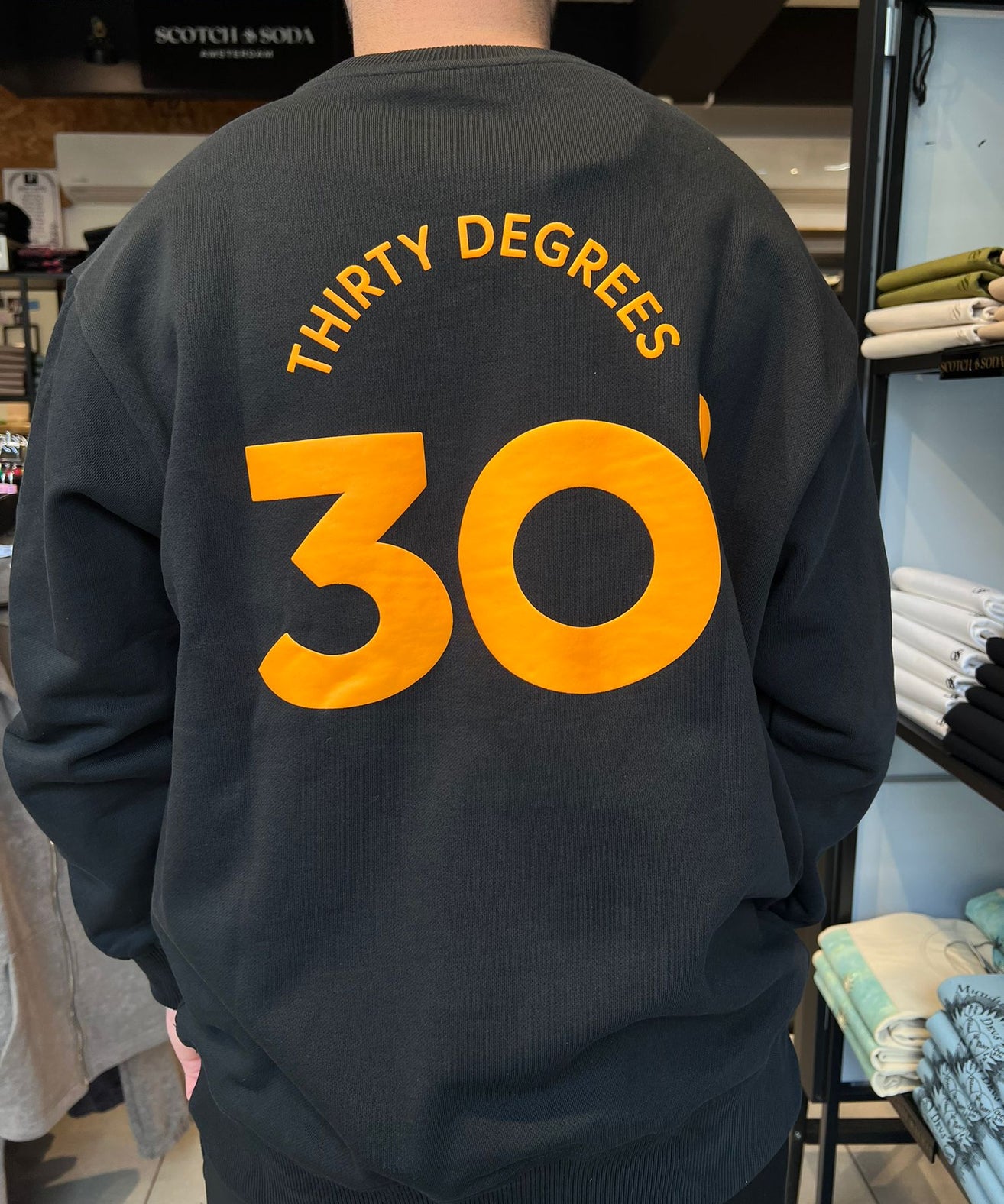 THIRTY DEGREES - SWCNB 3924 פוטר   MEN OVERSIZE CREWNECK BASKETBALL