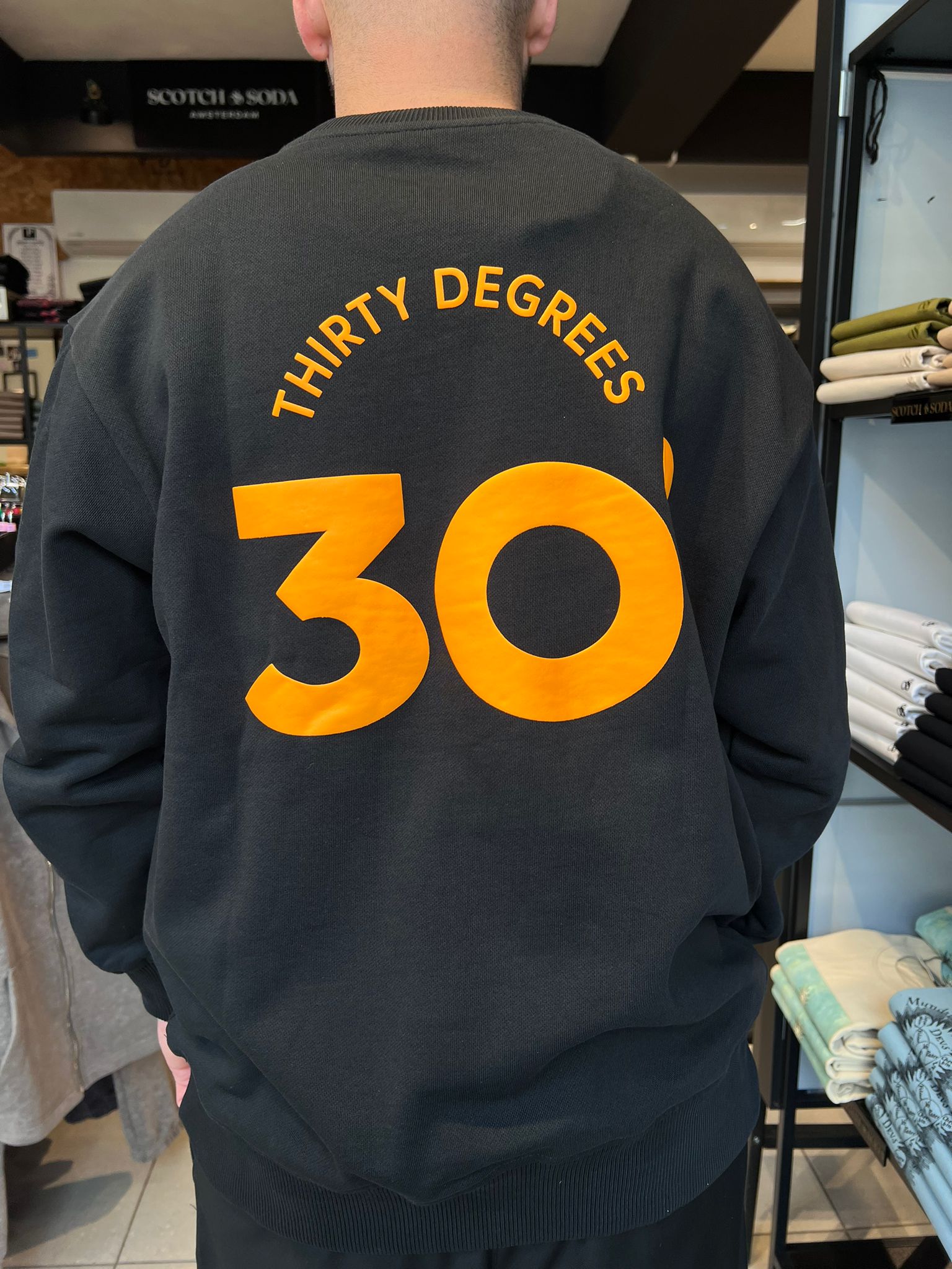 THIRTY DEGREES - SWCNB 3924 פוטר   MEN OVERSIZE CREWNECK BASKETBALL