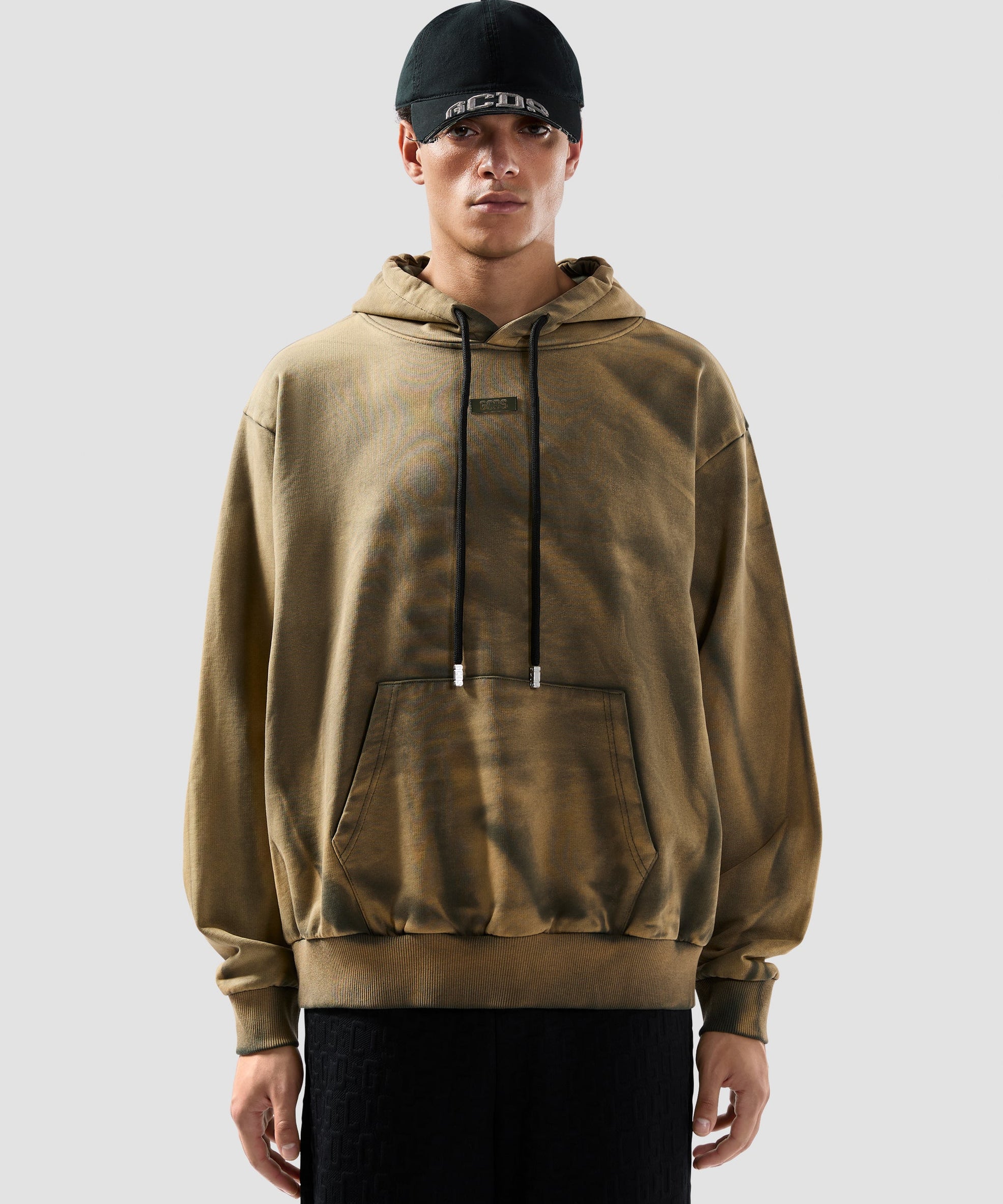 GCDS - קפוצ'ון PATCH LOGO SCLARIZED HOODIE MILITARY GREEN B2CM1911JE7-88