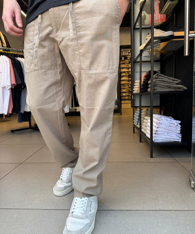 קרייזר - מכנס פשתן 25S20 OHAD BEIGE-STRAIGHT