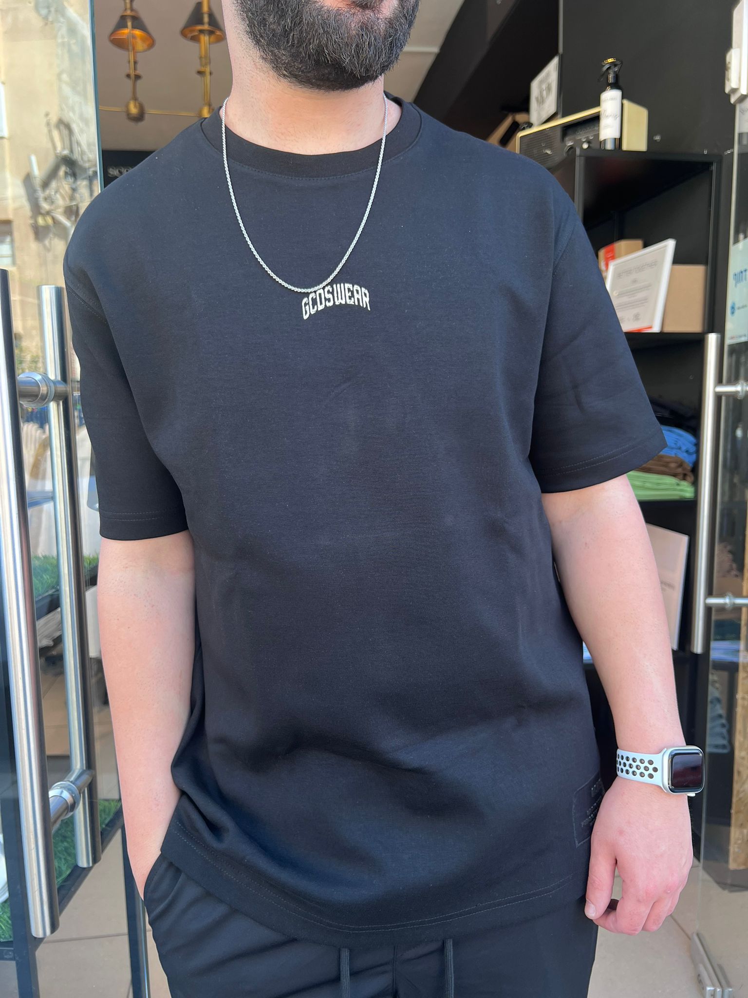 GCDS - חולצה טי אוברסייז בד מרצרייז GC252MT07