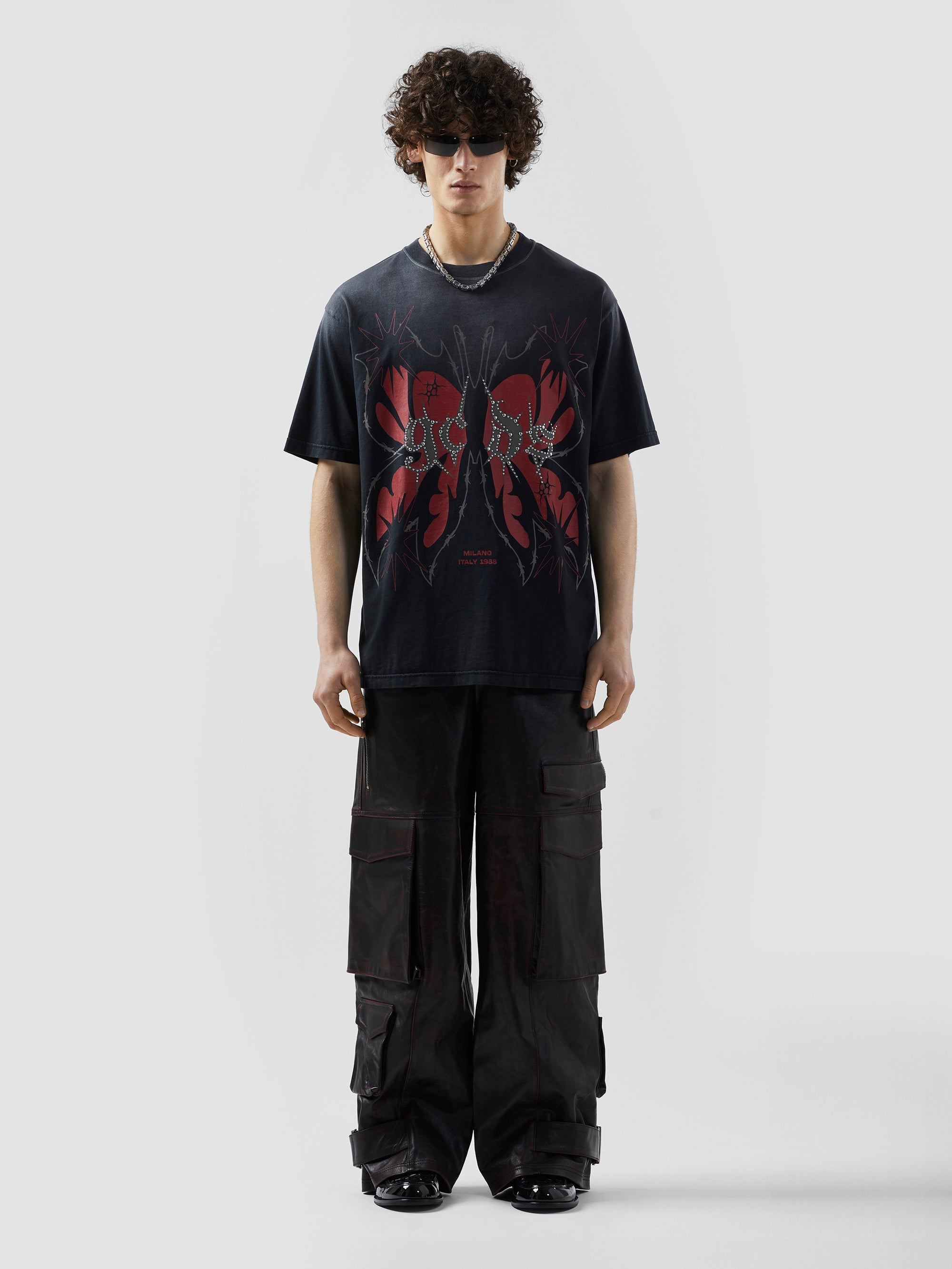 GCDS - חולצה טי אוברסייז B1CU2320JH8 BLACK