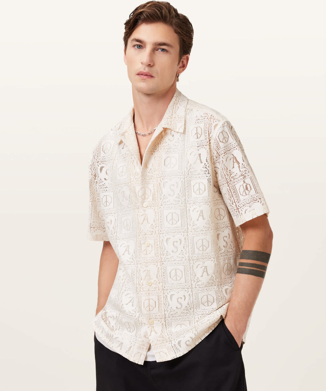 אולסיינטס - מכופתרת פשתן NETLEY M028SD Jetstream White