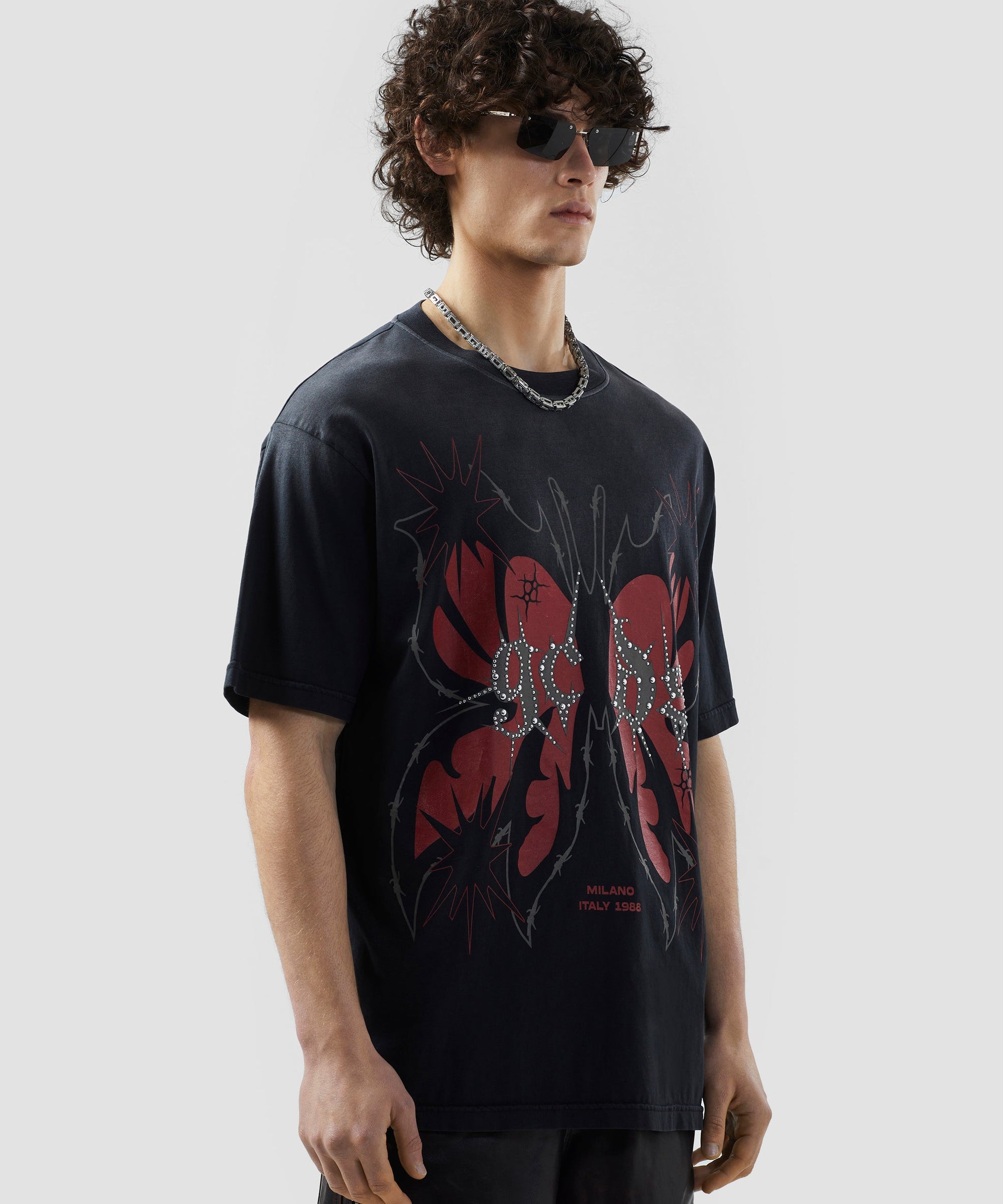 GCDS - חולצה טי אוברסייז B1CU2320JH8 BLACK