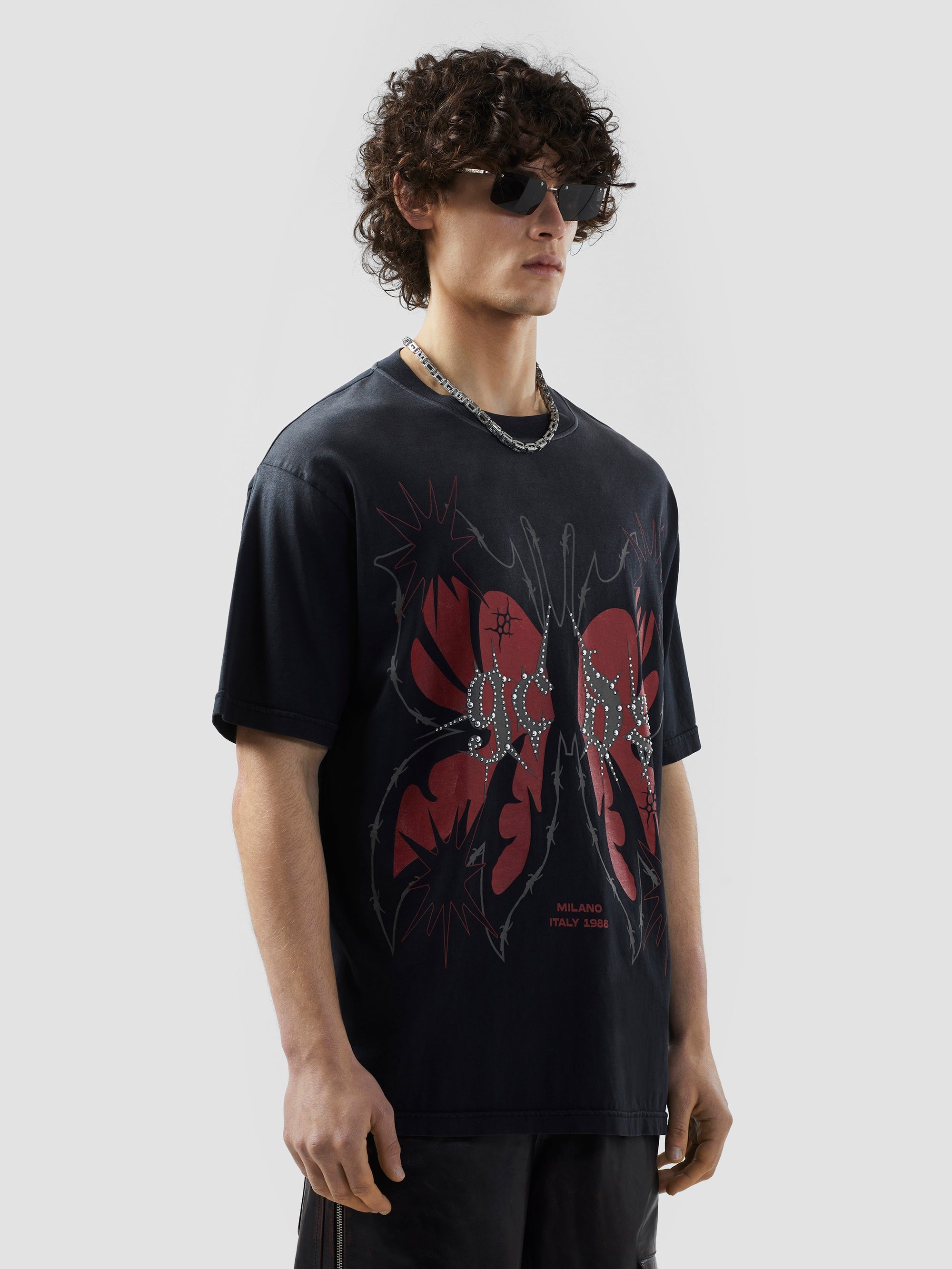 GCDS - חולצה טי אוברסייז B1CU2320JH8 BLACK