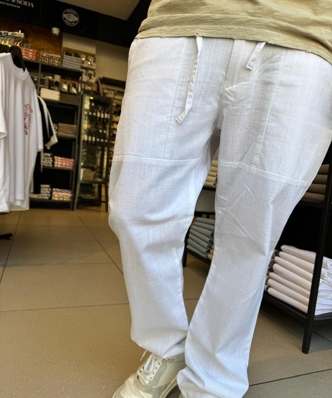 קרייזר - מכנס פשתן 25S20 OHAD WHITE-STRAIGHT