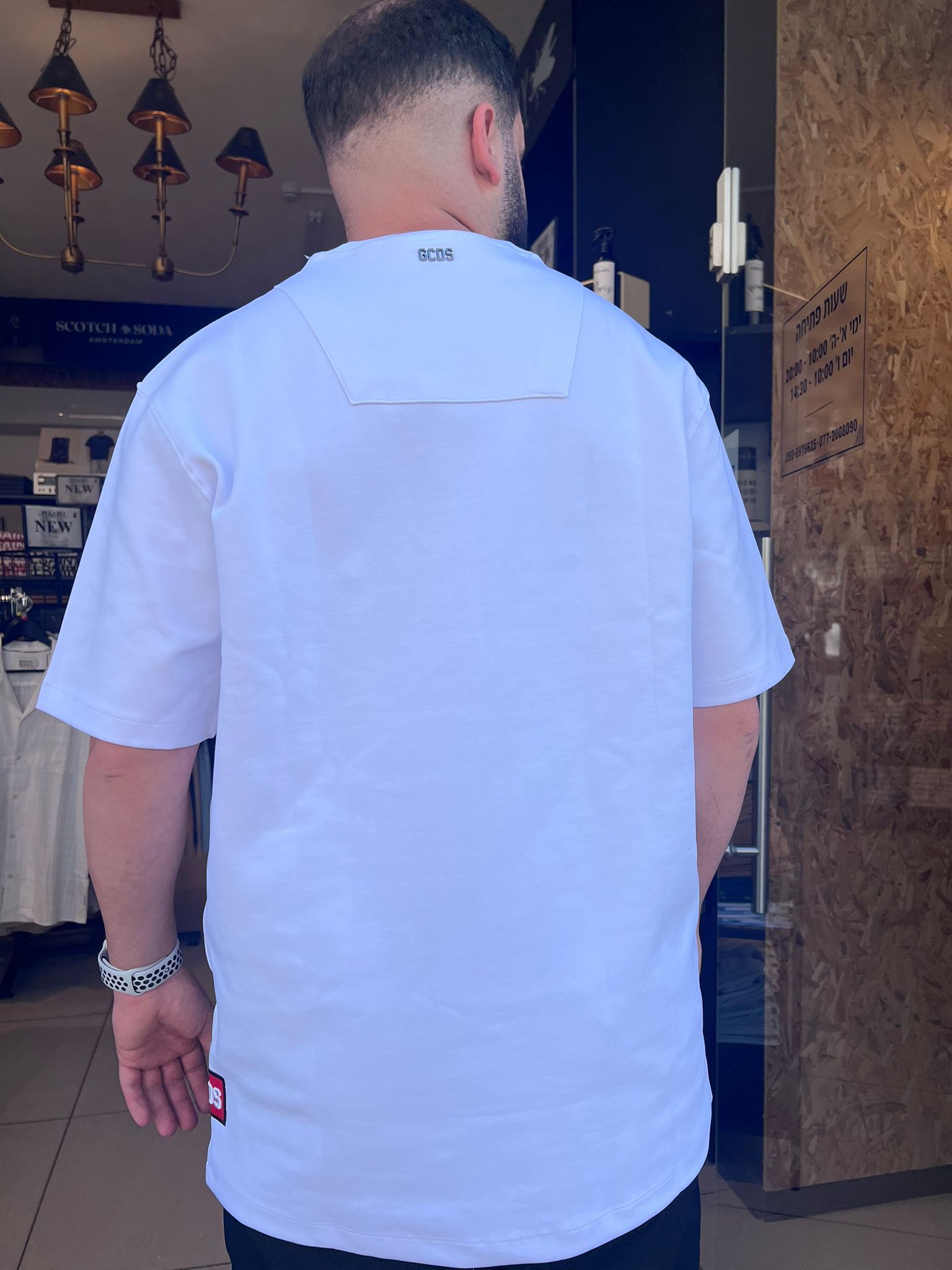 GCDS - חולצה טי אוברסייז בד מרצרייז GC252MT01t-100 לבן