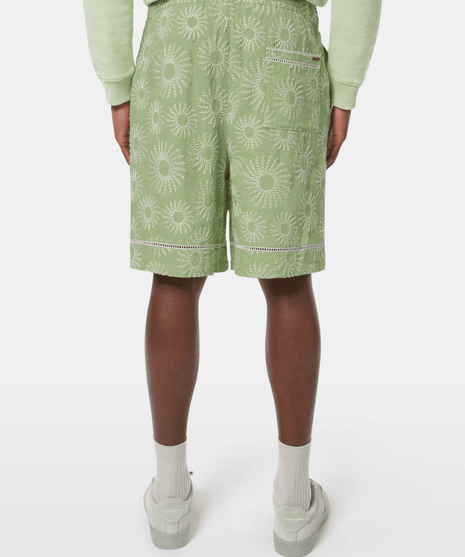 סקוץ’ אנד סודה – מכנס ברמודה פשתן רקמה ירוק בהיר