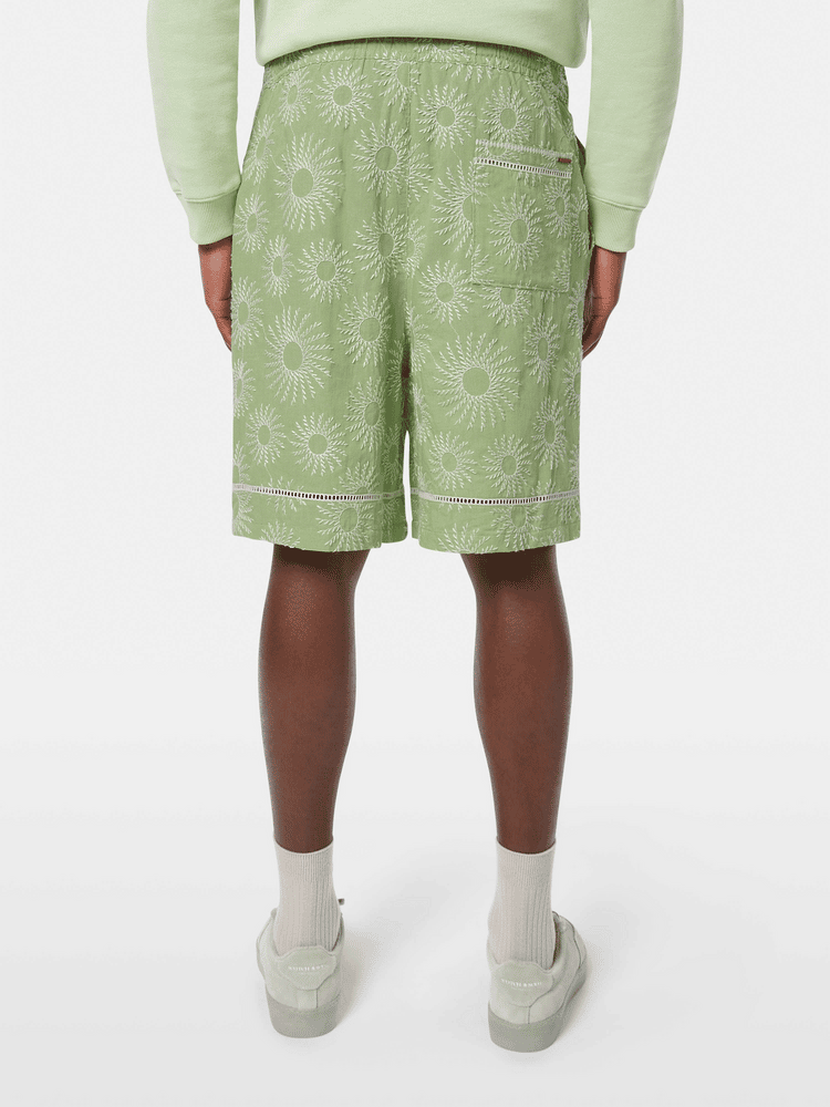 סקוץ’ אנד סודה – מכנס ברמודה פשתן רקמה ירוק בהיר