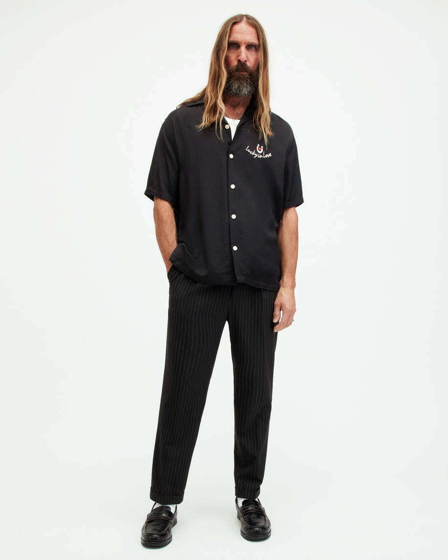 אולסיינטס - מכנסיים ארוכים פסים - ספורט אלגנט בצבע שחור