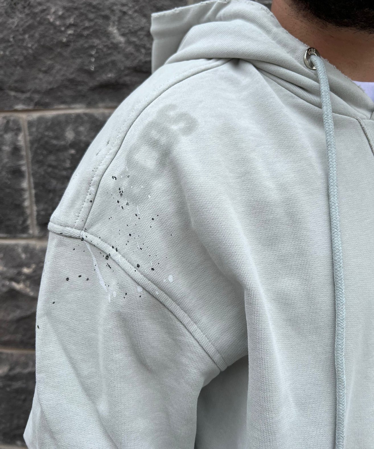 GCDS - קפוצ'יון מעוצב-MH06 100% COTTON בצבע אפור