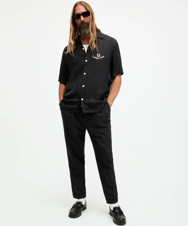 אולסיינטס - מכנסיים ארוכים פסים - ספורט אלגנט בצבע שחור