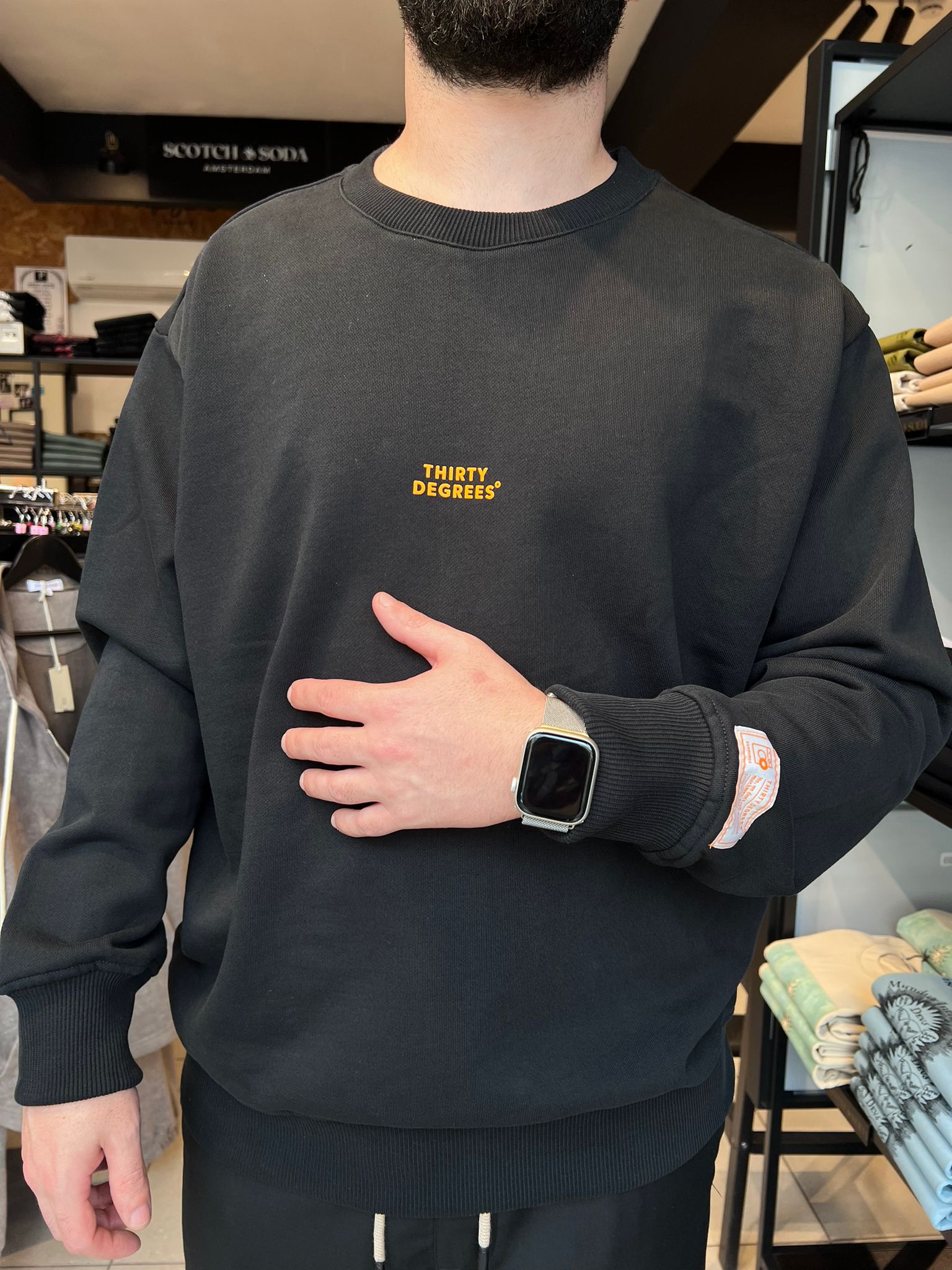 THIRTY DEGREES - SWCNB 3924 פוטר   MEN OVERSIZE CREWNECK BASKETBALL