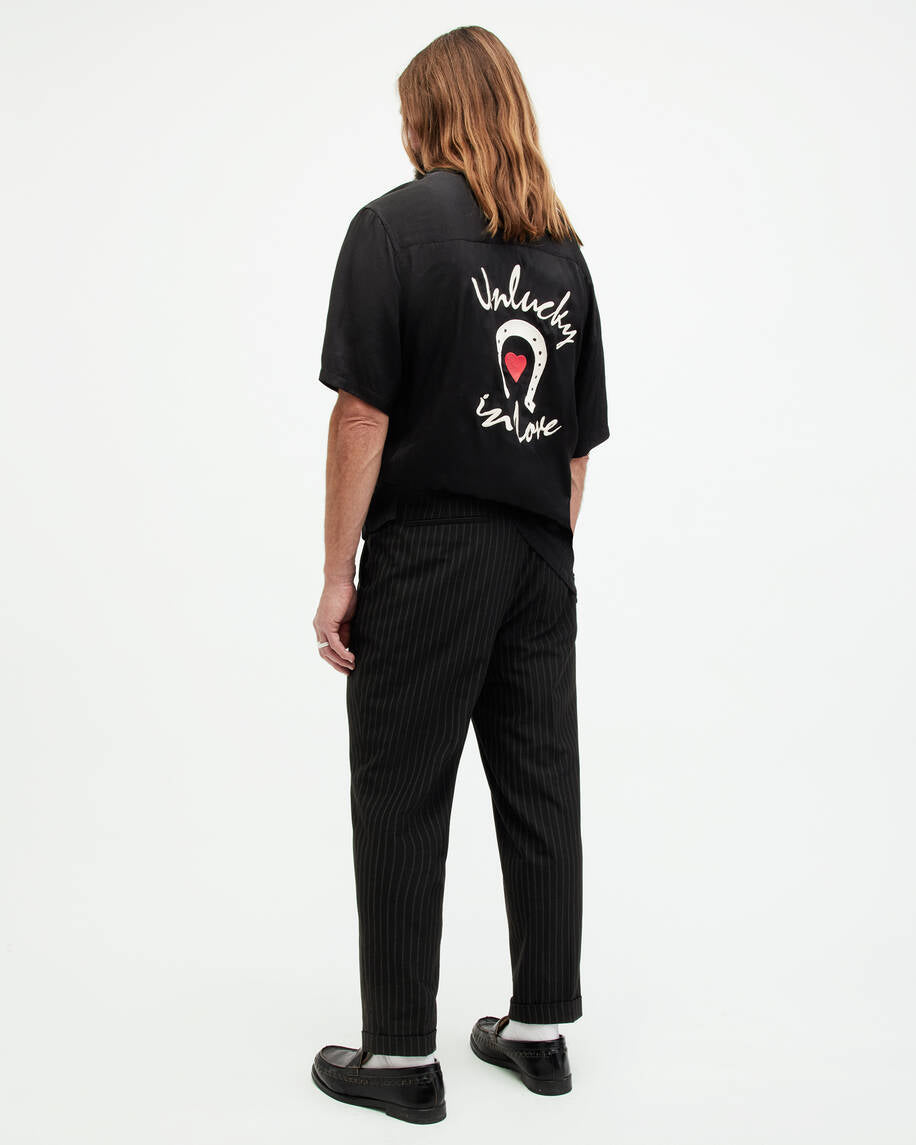 אולסיינטס - מכנסיים ארוכים פסים - ספורט אלגנט בצבע שחור