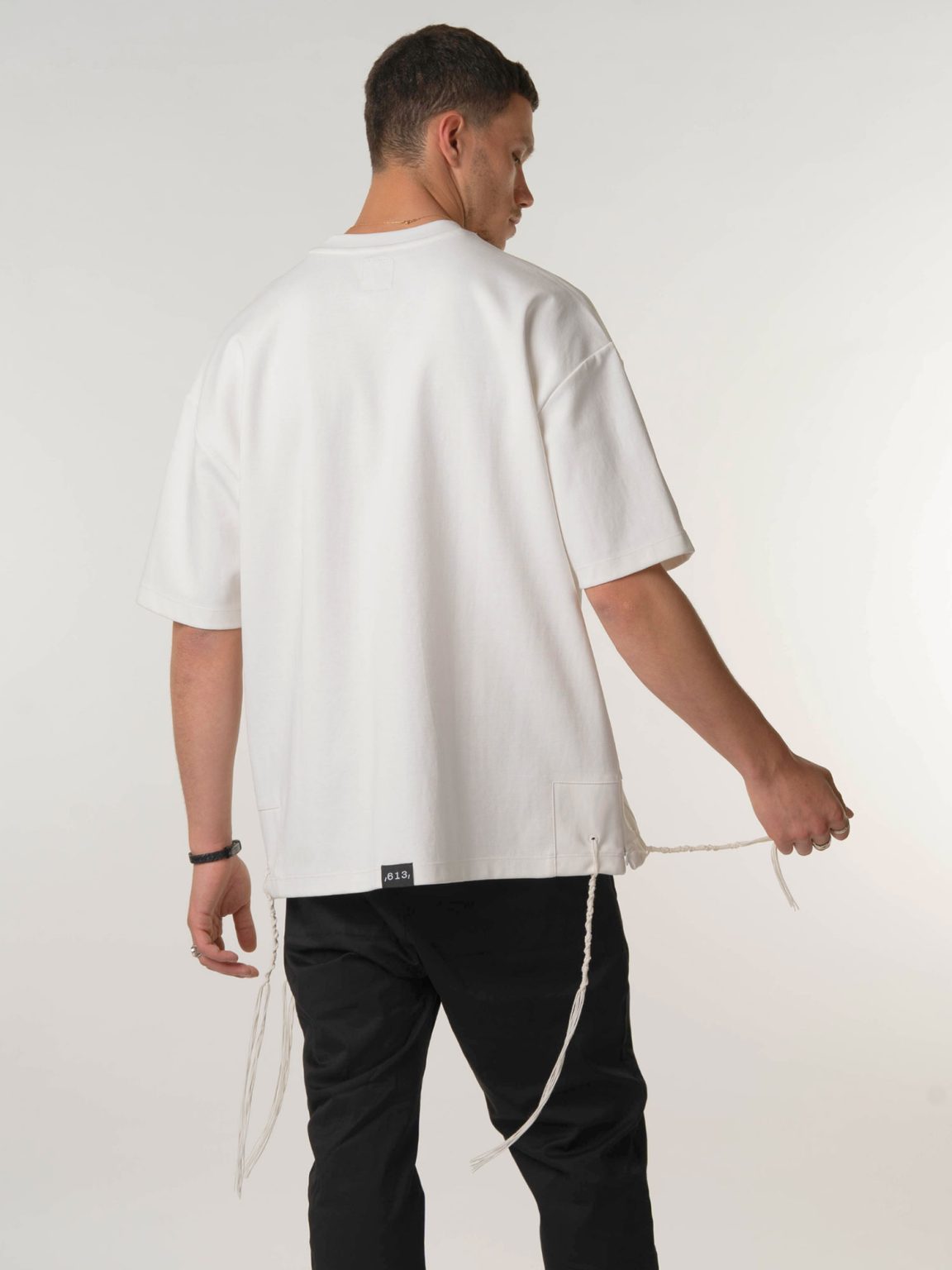 ,613, - חולצה ציצית מבד מרצרייז 613 לבן Wings of Vision