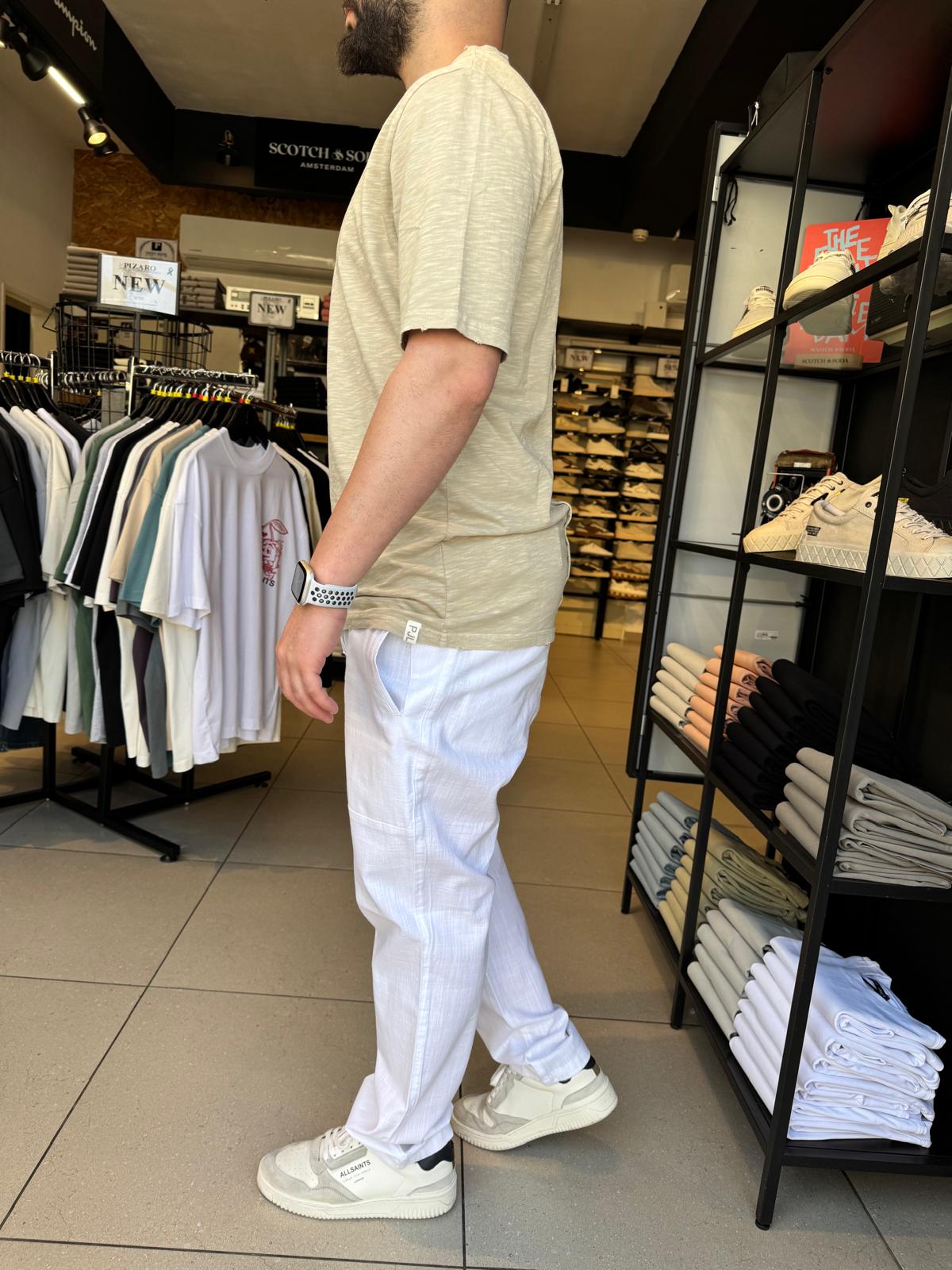 קרייזר - מכנס פשתן 25S20 OHAD WHITE-STRAIGHT