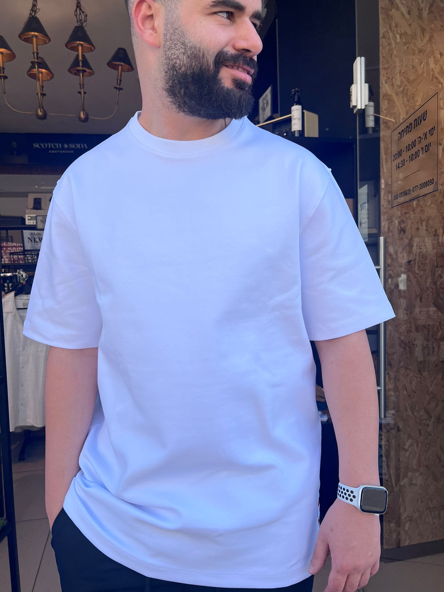 GCDS - חולצה טי אוברסייז בד מרצרייז GC252MT01t-100 לבן