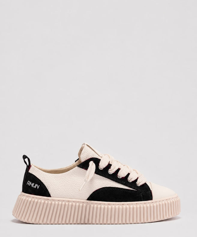 RHUN - סניקרס Treble 2027 White Grain Leather Black-Suede