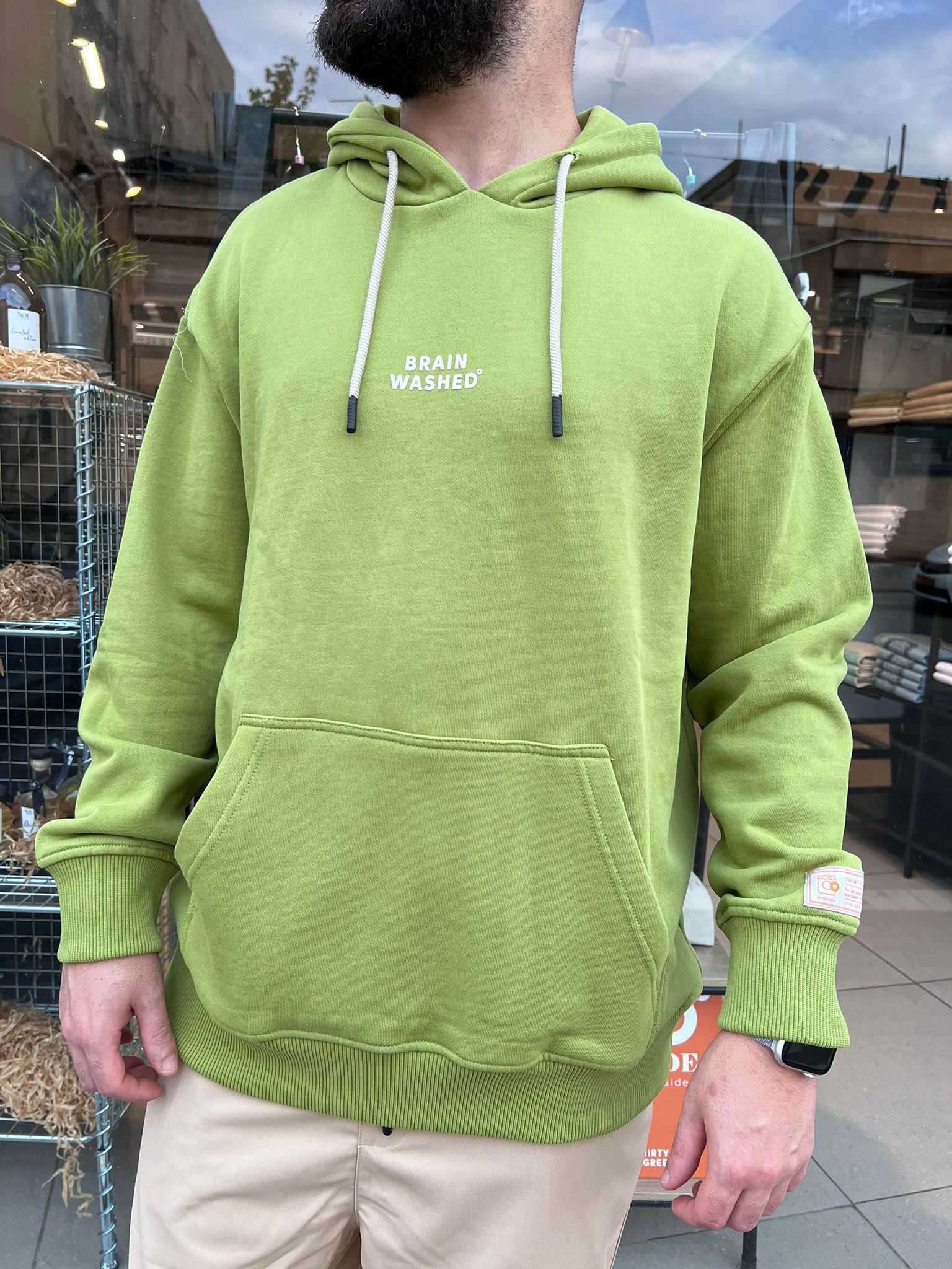 THIRTY DEGREES - SWH 330 קפוצ'ון   MEN OVERSIZE HOODIE BRAIN WASHED