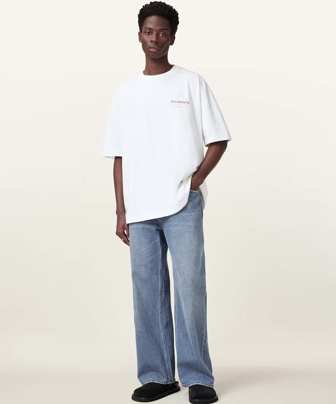 אולסיינטס - אוברסייז שרוול קצר M071PB  Ashen Whife/Pink