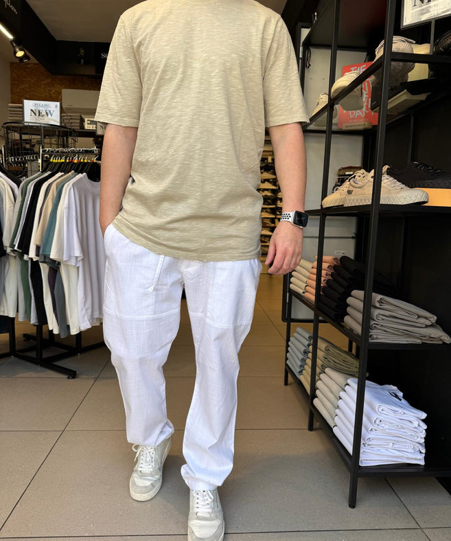 קרייזר - מכנס פשתן 25S20 OHAD WHITE-STRAIGHT