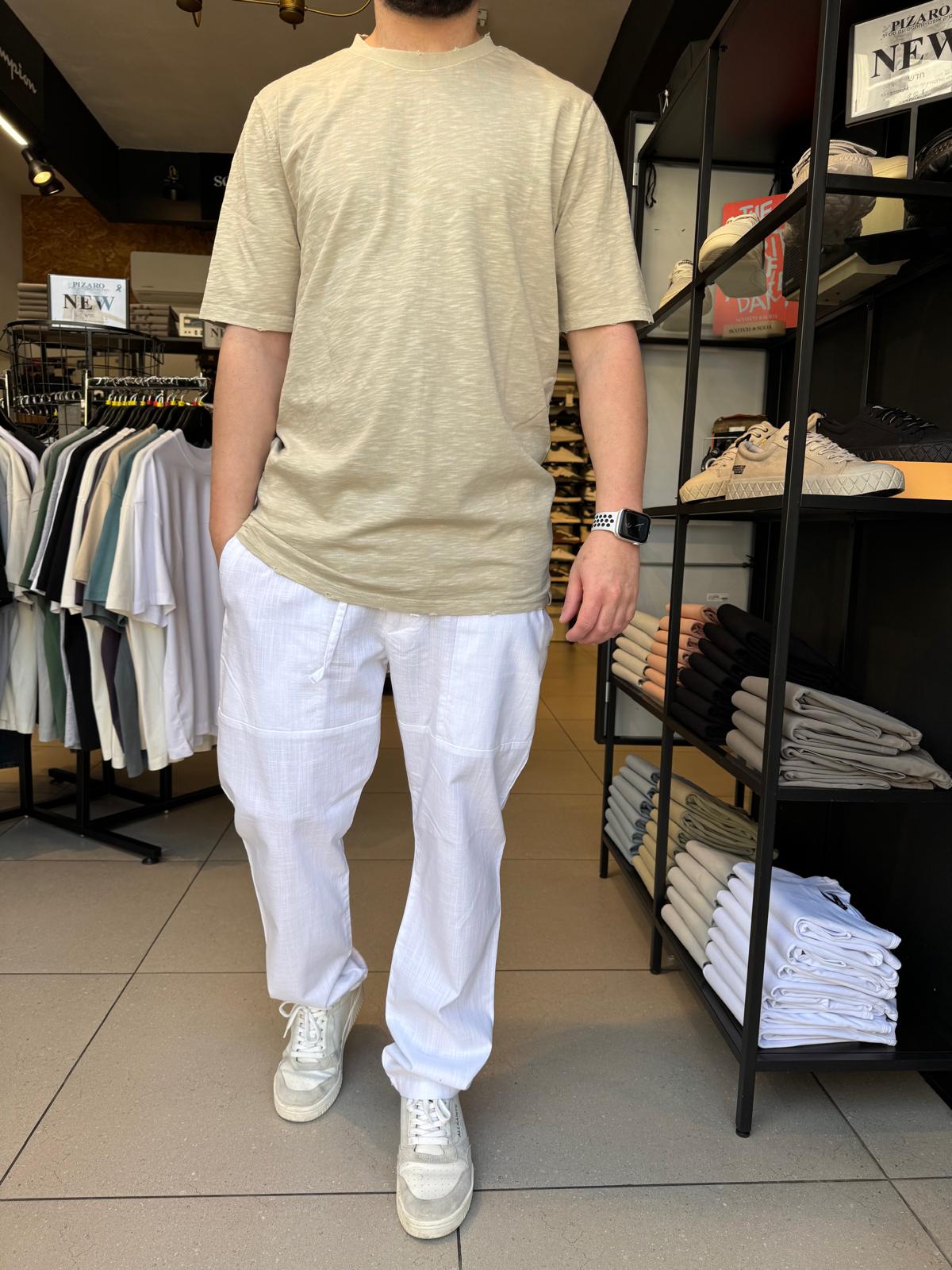 קרייזר - מכנס פשתן 25S20 OHAD WHITE-STRAIGHT