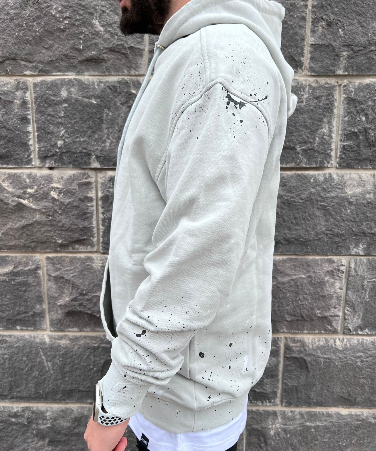 GCDS - קפוצ'יון מעוצב-MH06 100% COTTON בצבע אפור