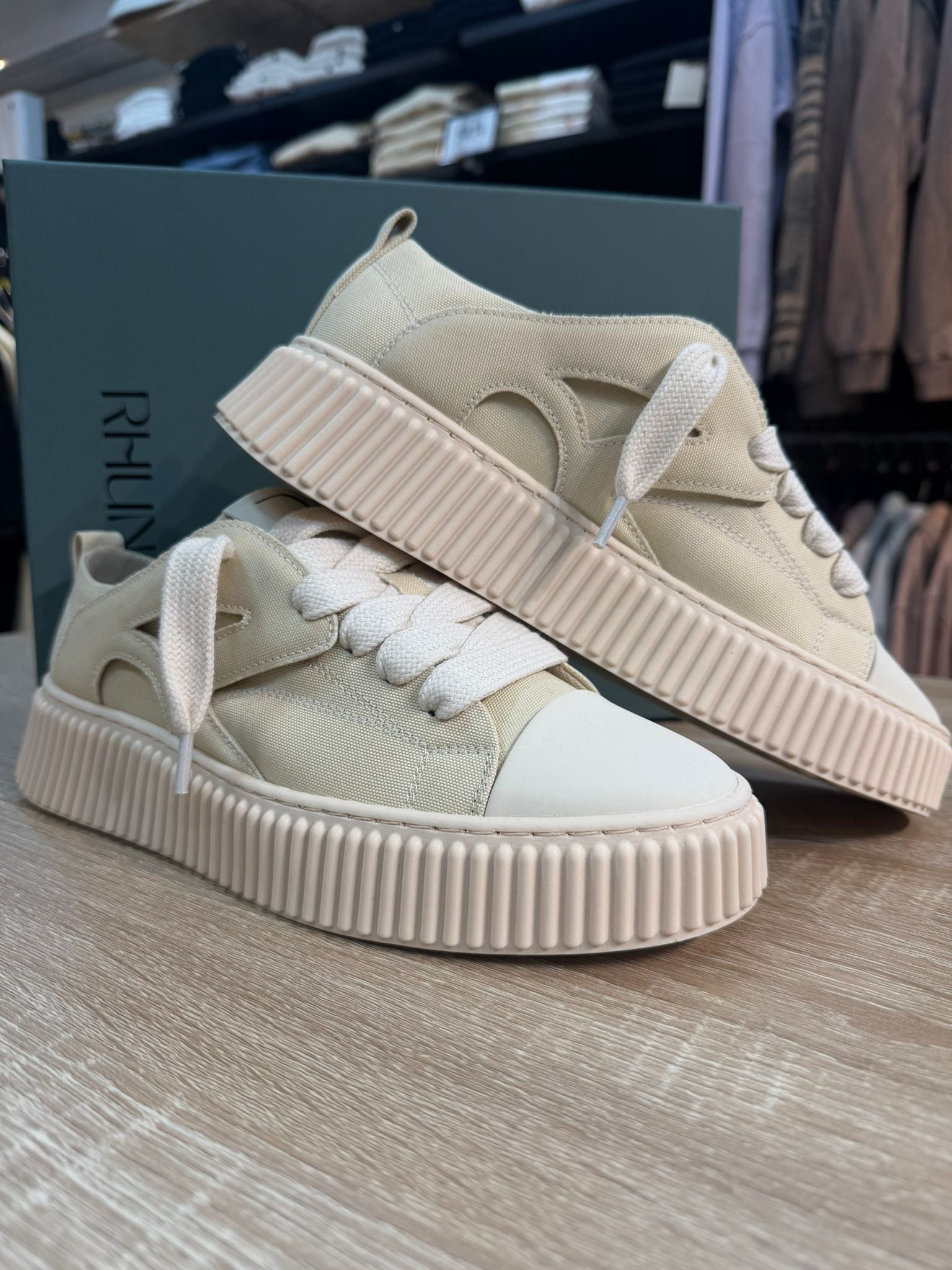 RHUN - סניקרס מבד SKATE 2020 Beige Canvas