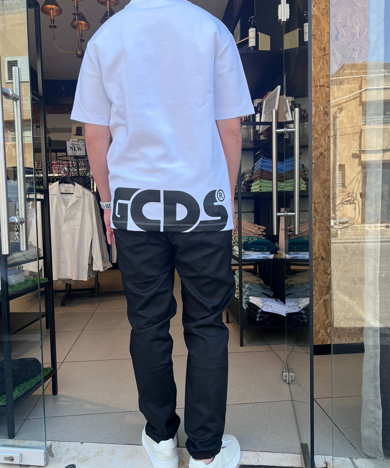 GCDS -חולצה טי אוברסייז MT19-100 לבן