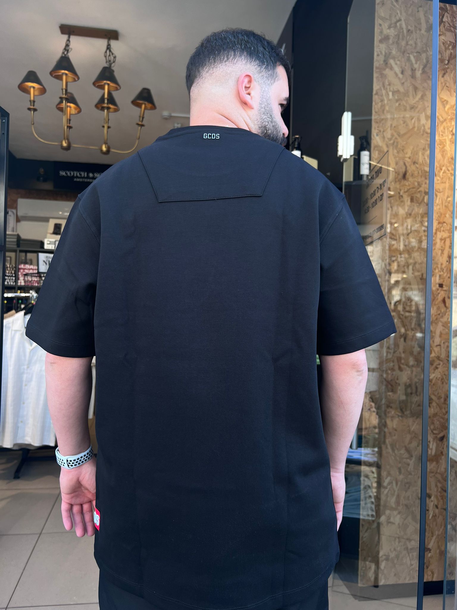 GCDS - חולצה טי אוברסייז בד מרצרייז GC252MT01t-001 שחור