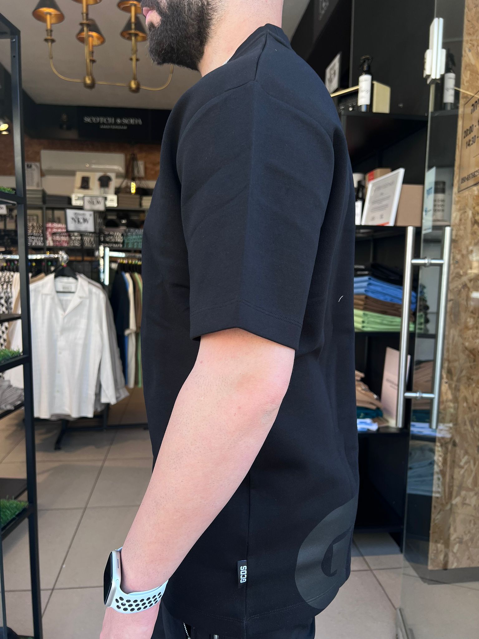 GCDS -חולצה טי אוברסייז MT19-001 שחור