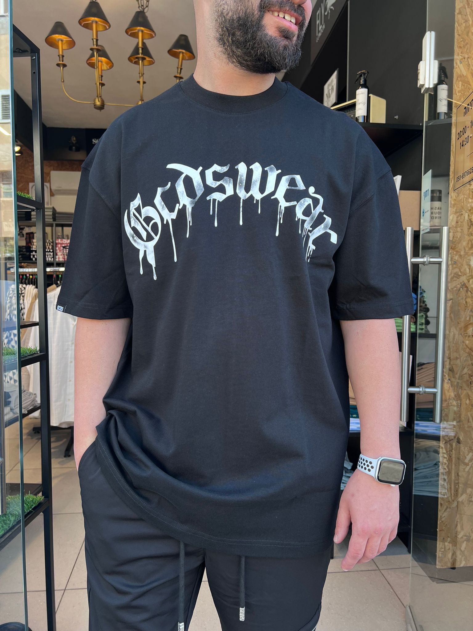 GCDS -חולצה טי אוברסייז MT16-001 שחור