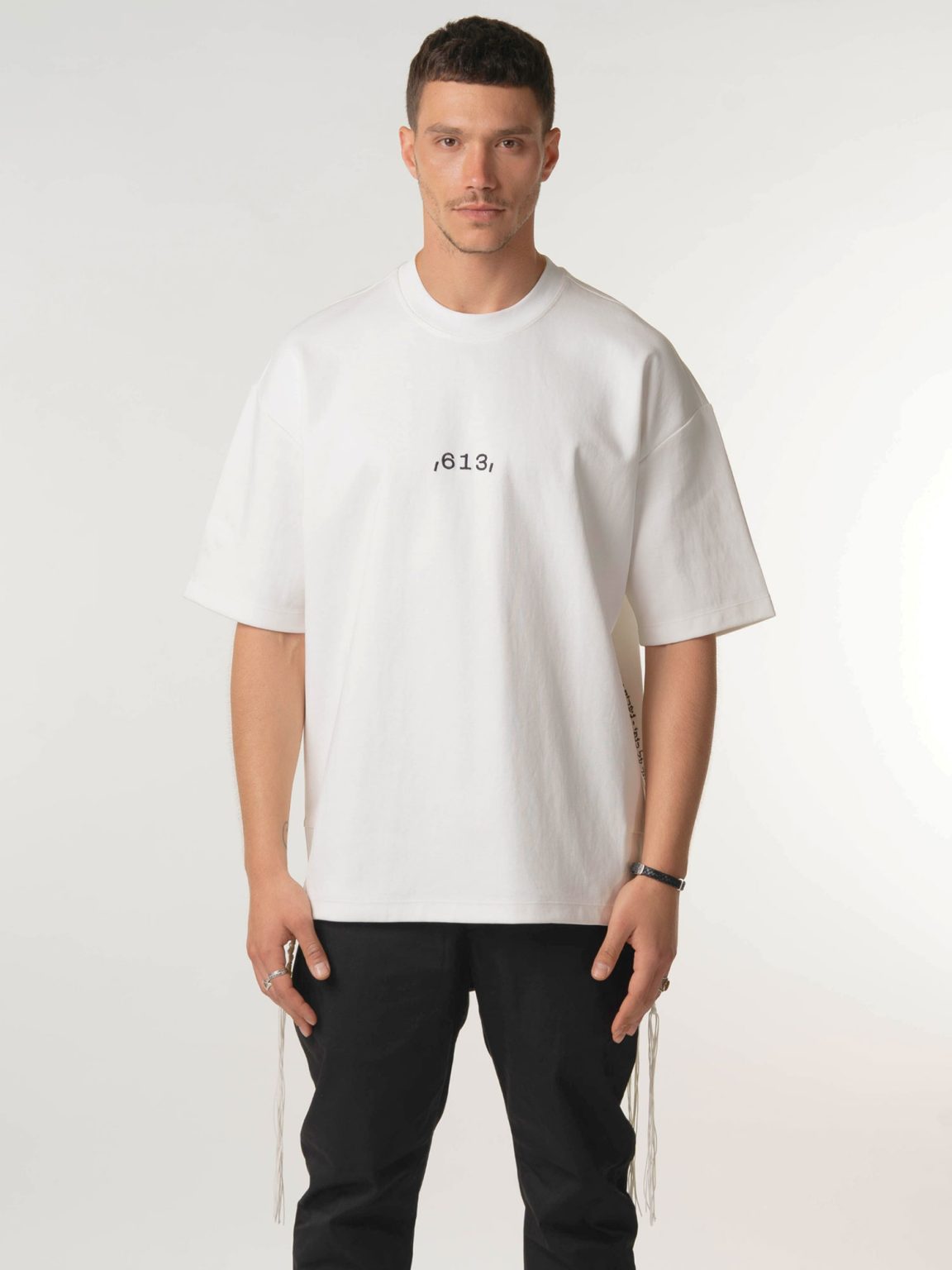 ,613, - חולצה ציצית מבד מרצרייז 613 לבן Wings of Vision