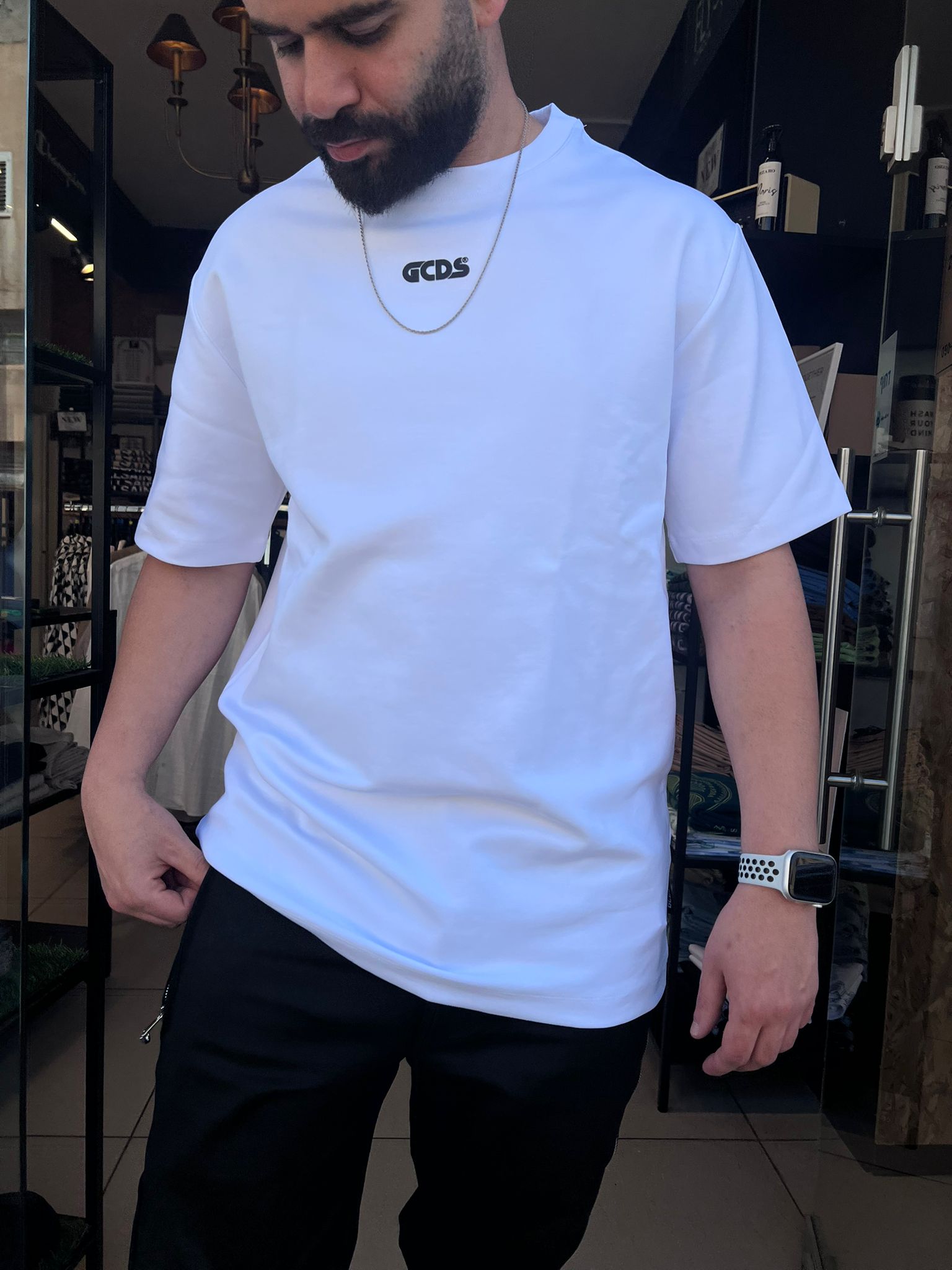 GCDS -חולצה טי אוברסייז MT19-100 לבן