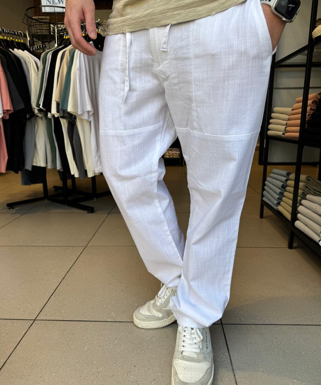 קרייזר - מכנס פשתן 25S20 OHAD WHITE-STRAIGHT