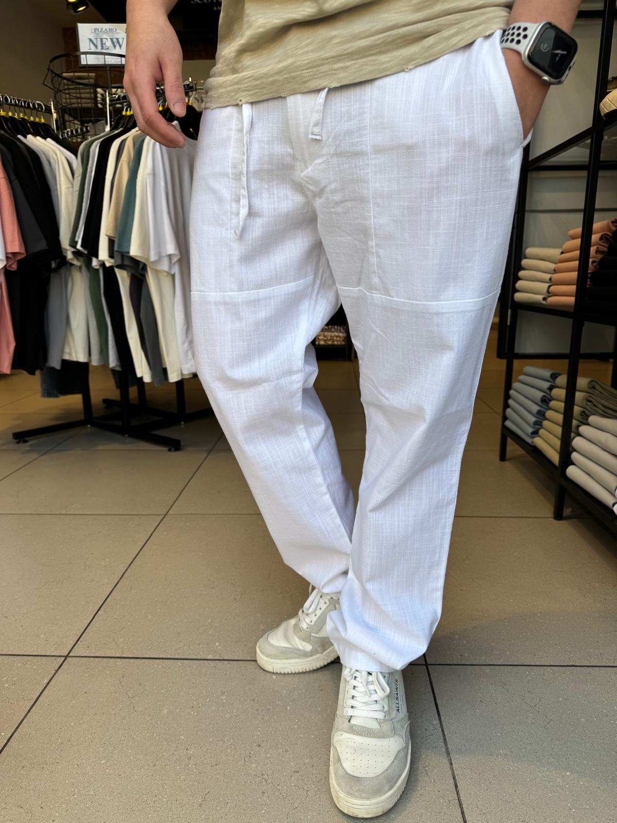 קרייזר - מכנס פשתן 25S20 OHAD WHITE-STRAIGHT